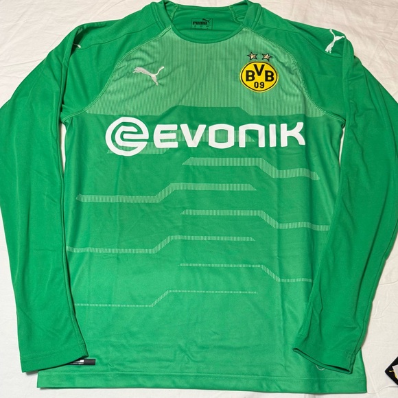 Puma Borussia Dortmund Goalkeeper Long Sleeve Green Soccer Jersey Men Sz: Medium - Picture 1 of 8